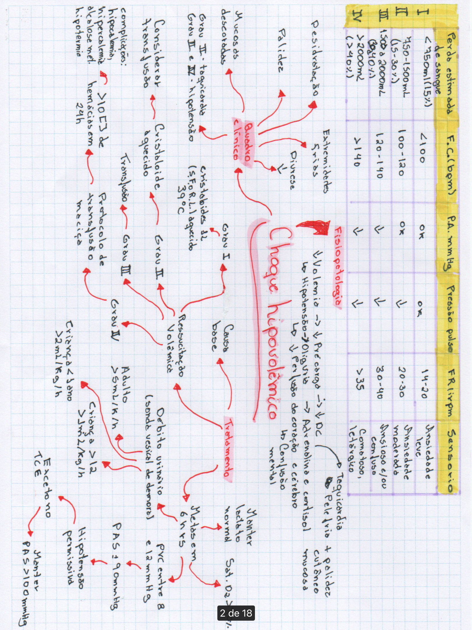 choque hipovolêmico - mapa mental - Fisiologia I