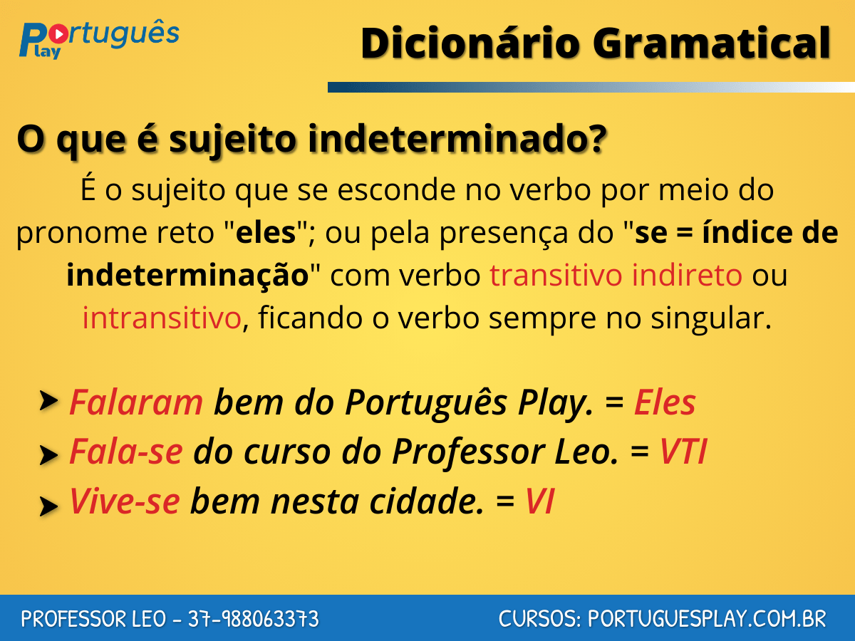 Assinale As Opções Com Frases Que Apresentam Sujeito Indeterminado - ENSINO