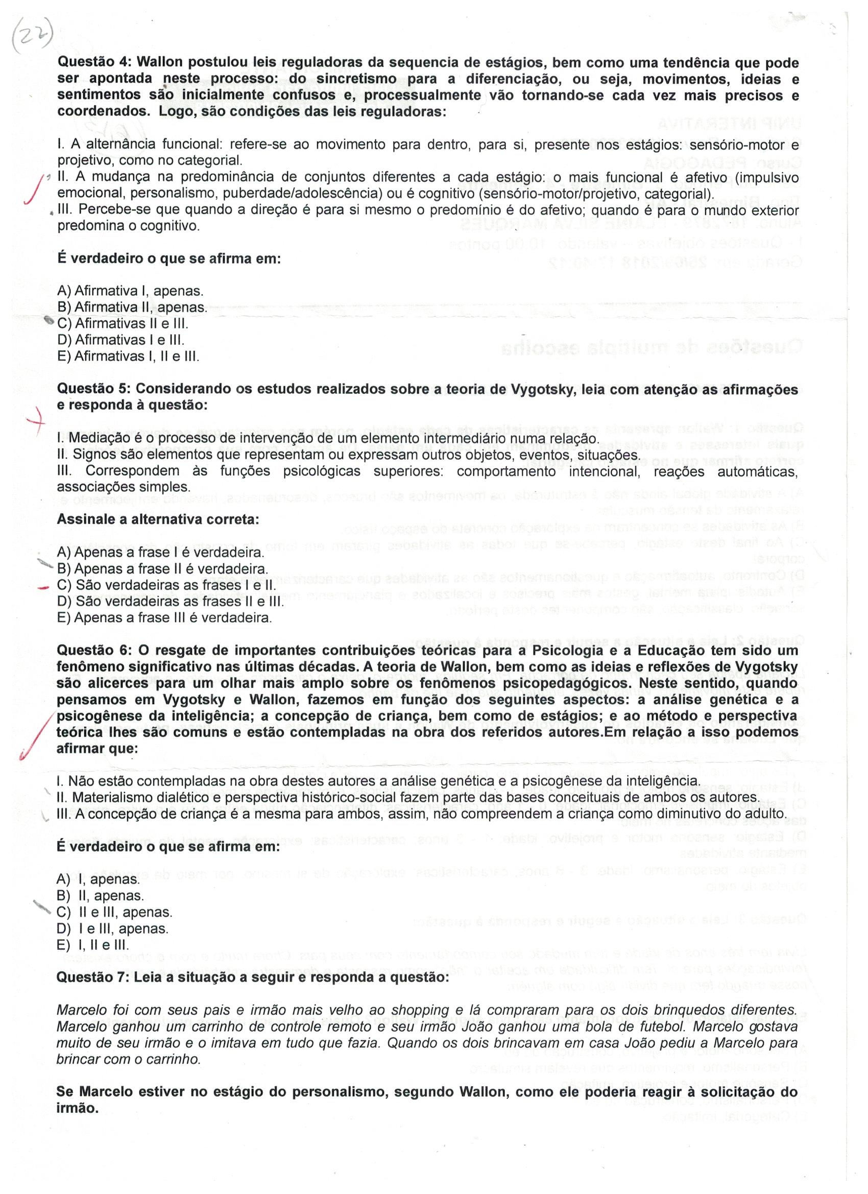 Prova Psic.Socio Interacionista (22) - Psicologia Sócio-interacionista