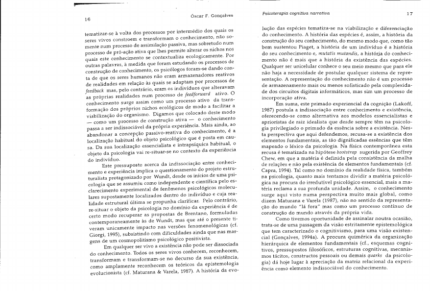 GonÇalves O Psicoterapia Cognitiva Narrativa Manual De Terapia Breve