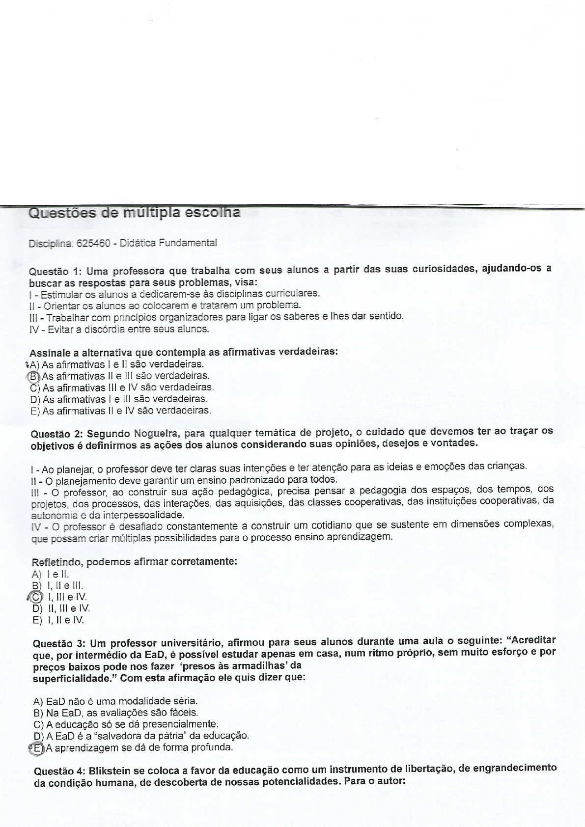 Prova Didatica Fundamental Unip