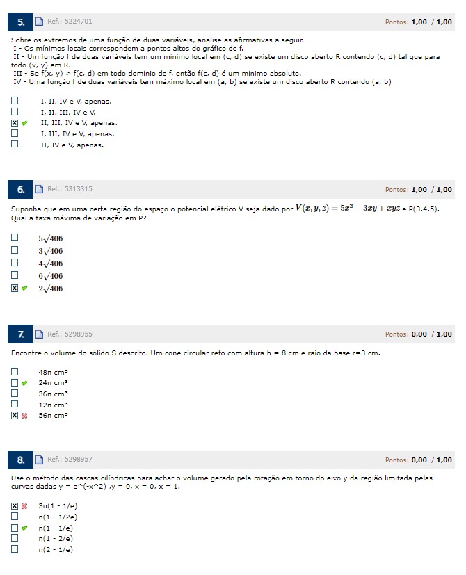 Prova Calculo 1 - Cálculo I