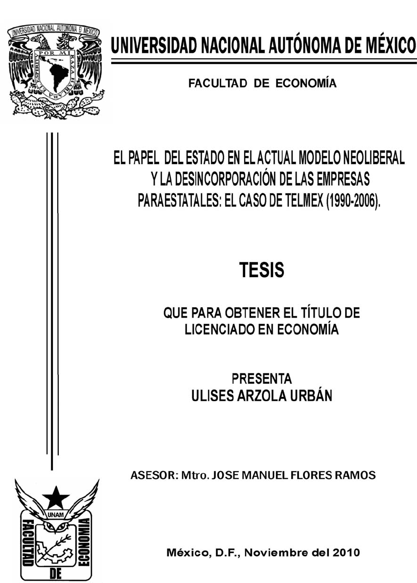 El-papel-del-Estado-en-el-actual-modelo-neoliberal -y-la-desincorporacion-de-las-empresas-paraestatales--el-caso-de-TELMEX-1990-2006  - Ciências Sociais | Studenta