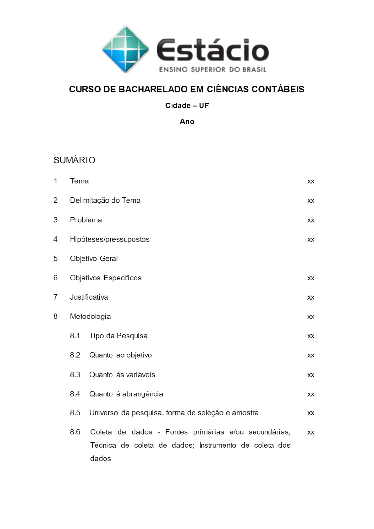 Modelo De Projeto Para Tcc 5036