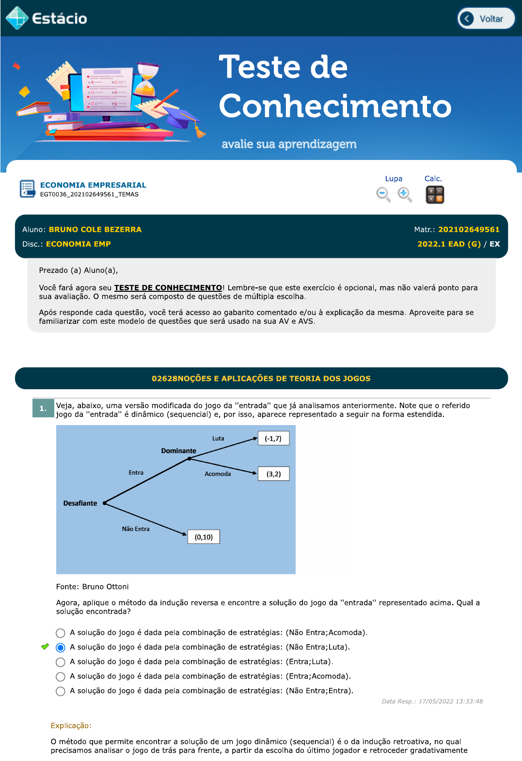 Aula 1 Noções e Aplicações de Teoria dos Jogos - Npg1236 - Economia  Empresarial