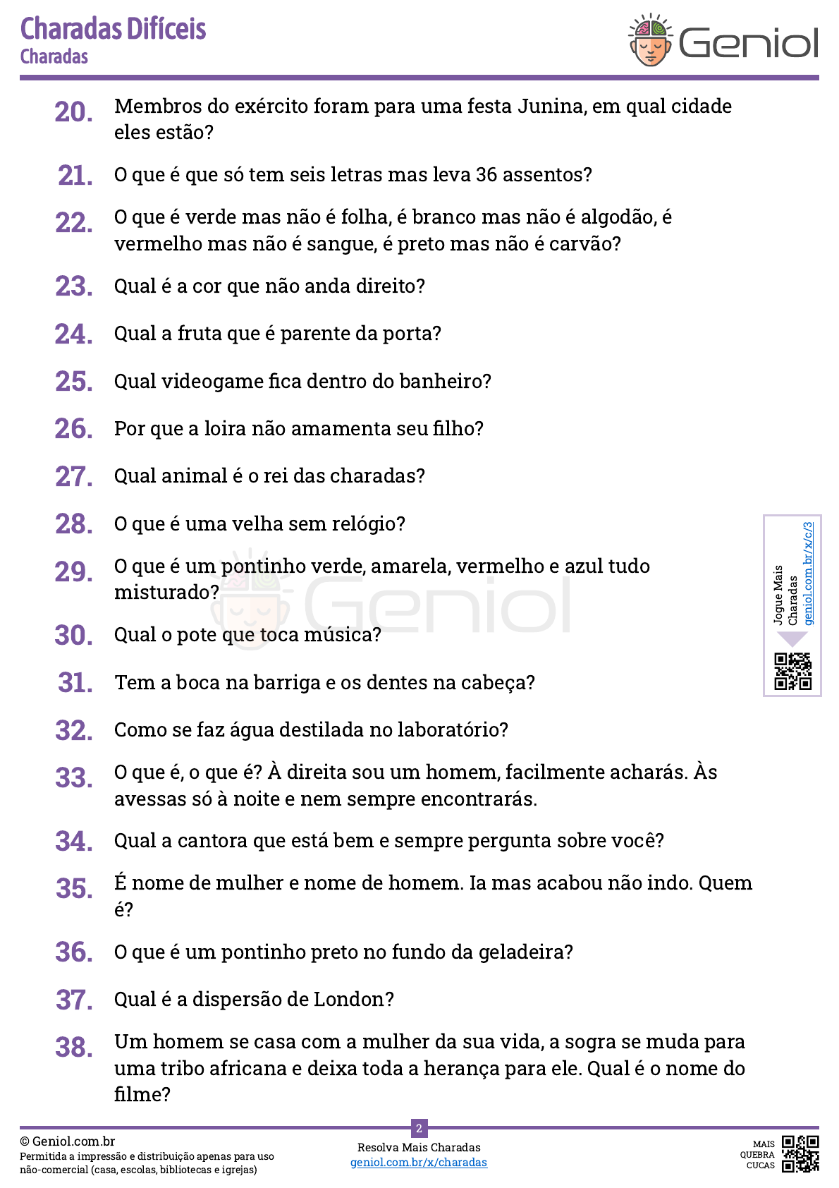 Grátis: Charadas Divertidas - Material Claro e Objetivo em PDF para Estudo  Rápido, image size:1190x1684