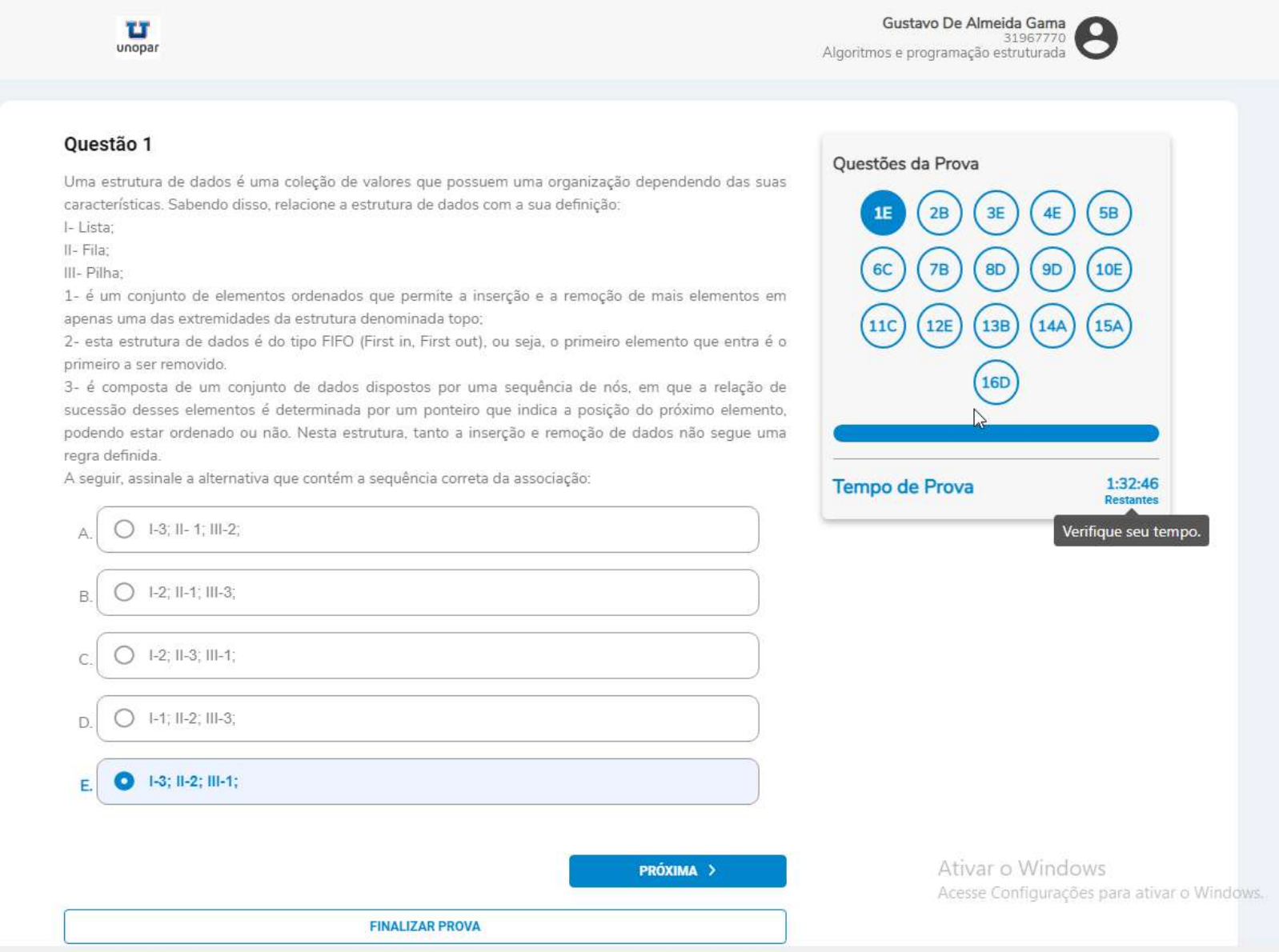 Prova Presencial - 1 Chamada - Algoritmos E Programação Estruturada ...