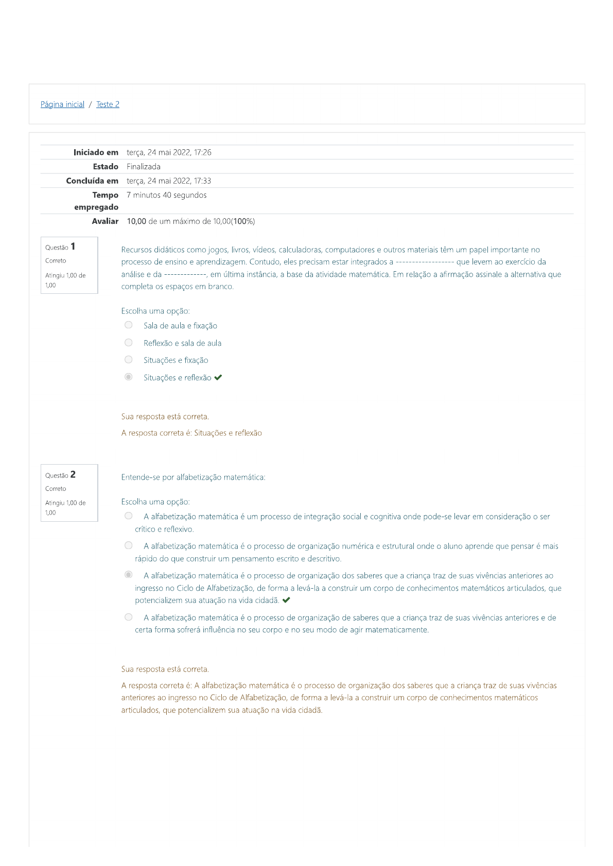 Metodologia Do Ensino De Matemática - Teste 2 - 2022 - Metodologia Do ...