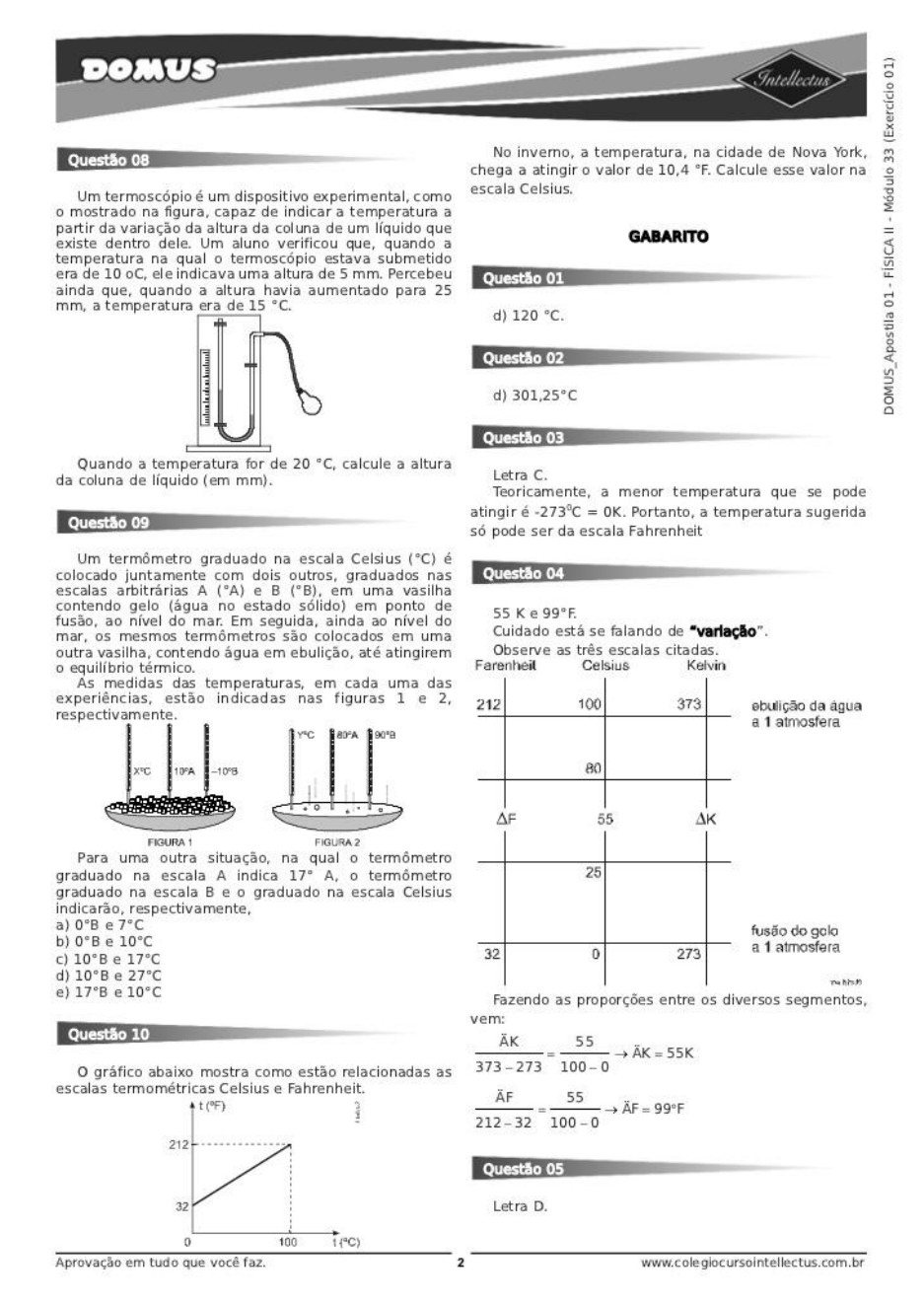 Escalas Termometricas Exercicios Resolvidos 2 Ano Ensino 2494