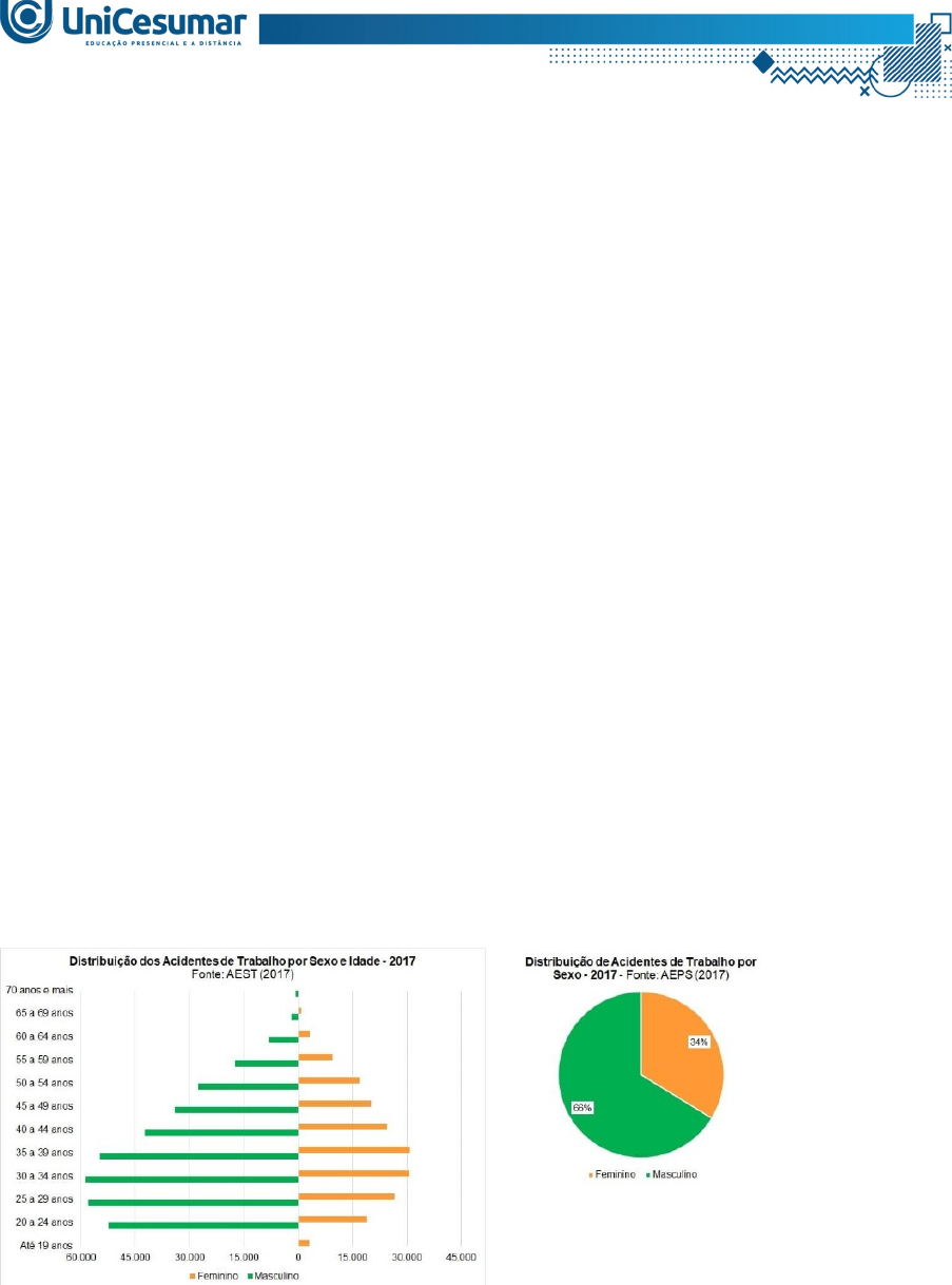 Acidentes de Trabalho por Sexo e Idade - Segurança do Trabalho