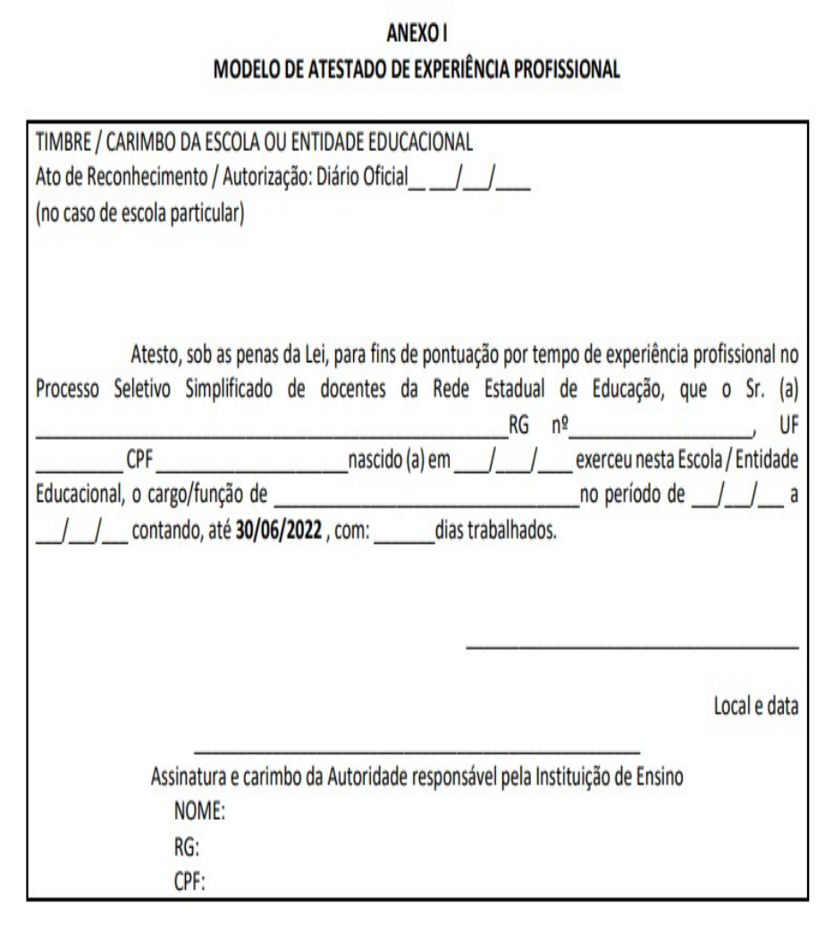 Modelo de atestado profissional pps pedagogia