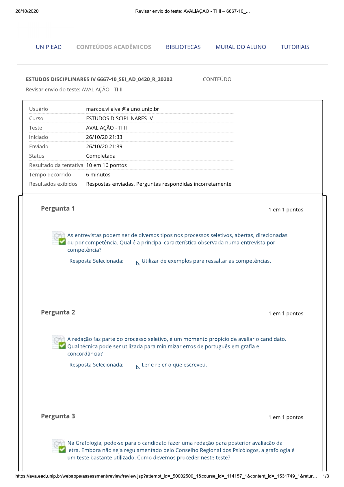 AVALIAÇAO ESTUDOS DISCIPLINARES X I VANDERLEIA - Segurança do Trabalho