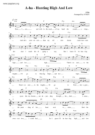 Grátis: A-ha - Hunting High And Low Partitura - Material Claro e
