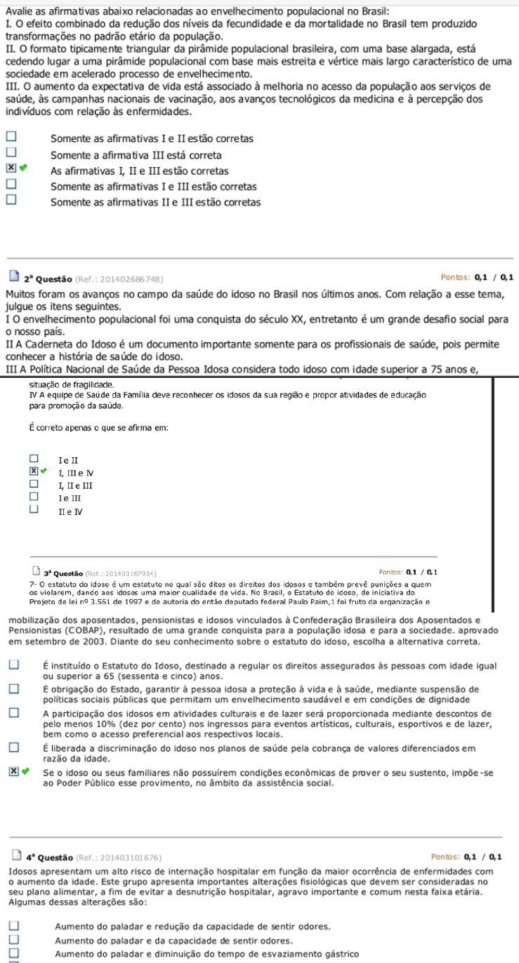 Avaliando Aprendizado - Nutrição em Geriatria - Nutrição em Geriatria