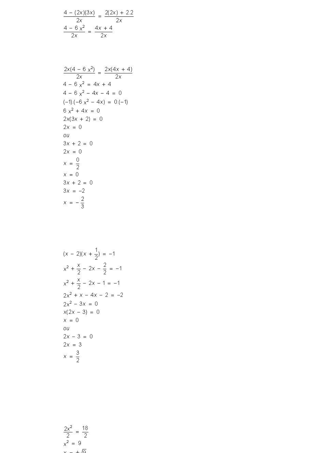 Equação do 2º grau incompleta worksheet