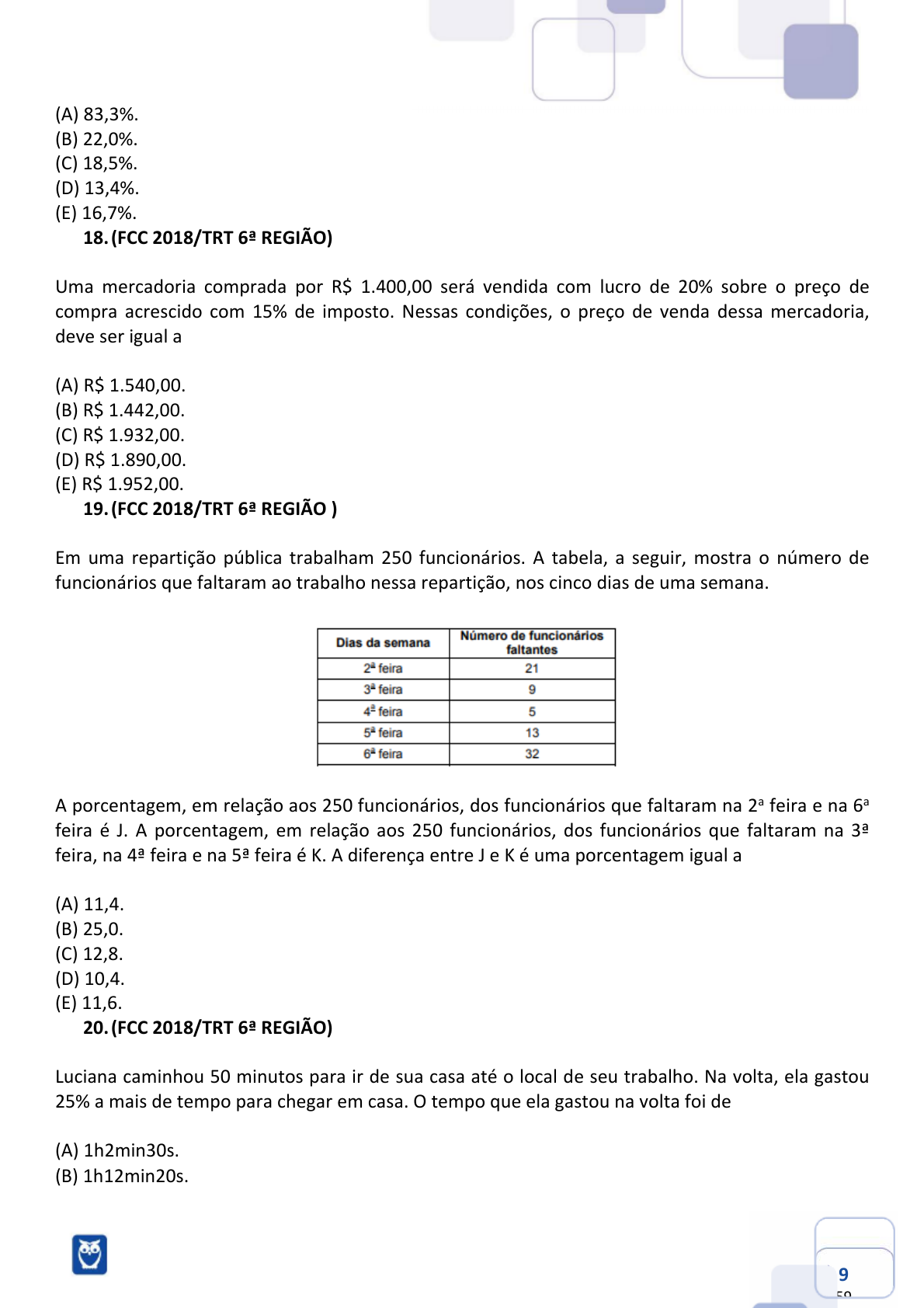 7-7) 1001 Questões de Concurso - FCC - Raciocinio Logico, PDF, Dados