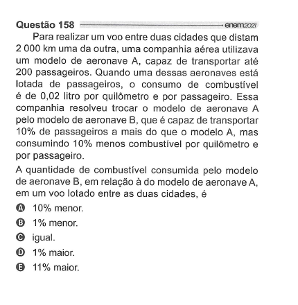 ENEM 2021 Para realizar um voo entre duas cidades que distam 2 000 km ...