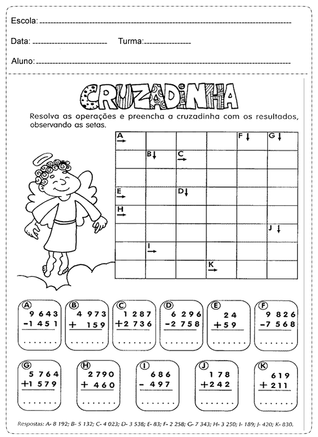 Atividade de Matemática para o 4º Ano com Adição e Subtração