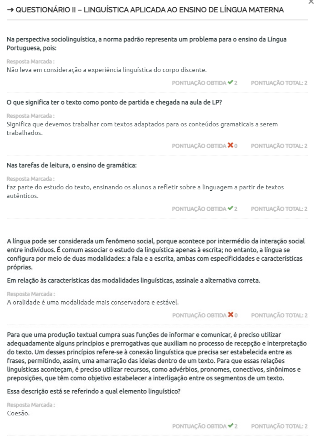 QUESTIONÁRIO II PORTUGUÊS INSTRUMENTAL E QUESTIONÁRIO II LINGUÍSTICA ...