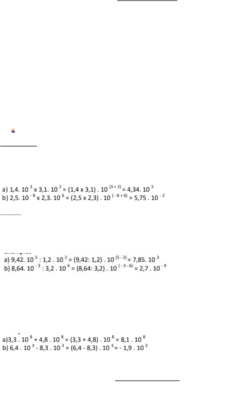 Operações em Notação Científica worksheet