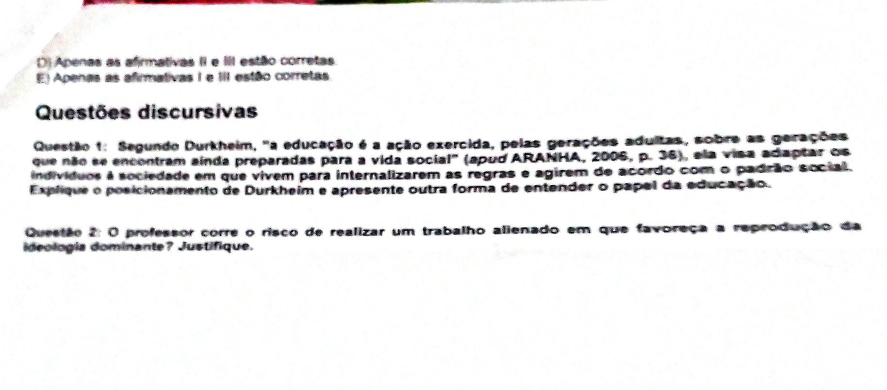 Minha Prova De Fundamentos De Filosofia E Educação - Pedagogia