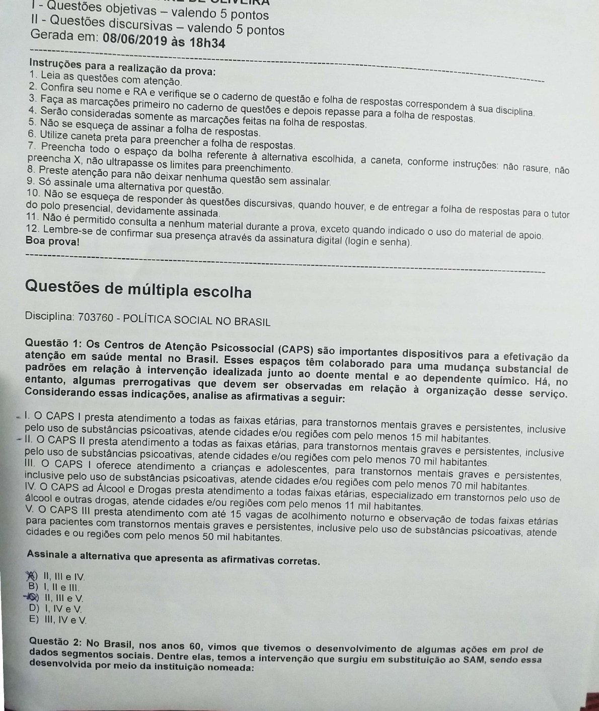 Provas E Gabaritos De Serviço Social - RETOEDU