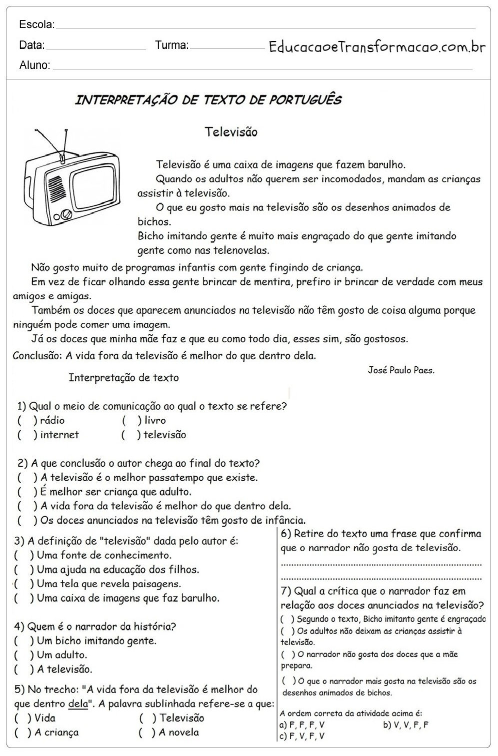 Interpretação de texto