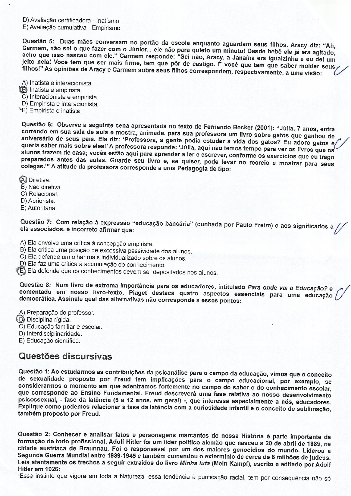 Prova Psicologia Do Desenvolvimento E Teorias Da Aprendizagem ...