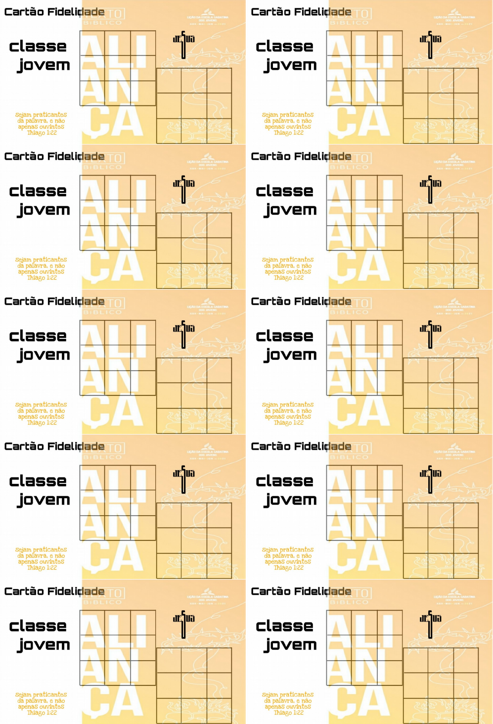 CARTÃO FIDELIDADE - JOVENS - Povo, Cultura e Religião