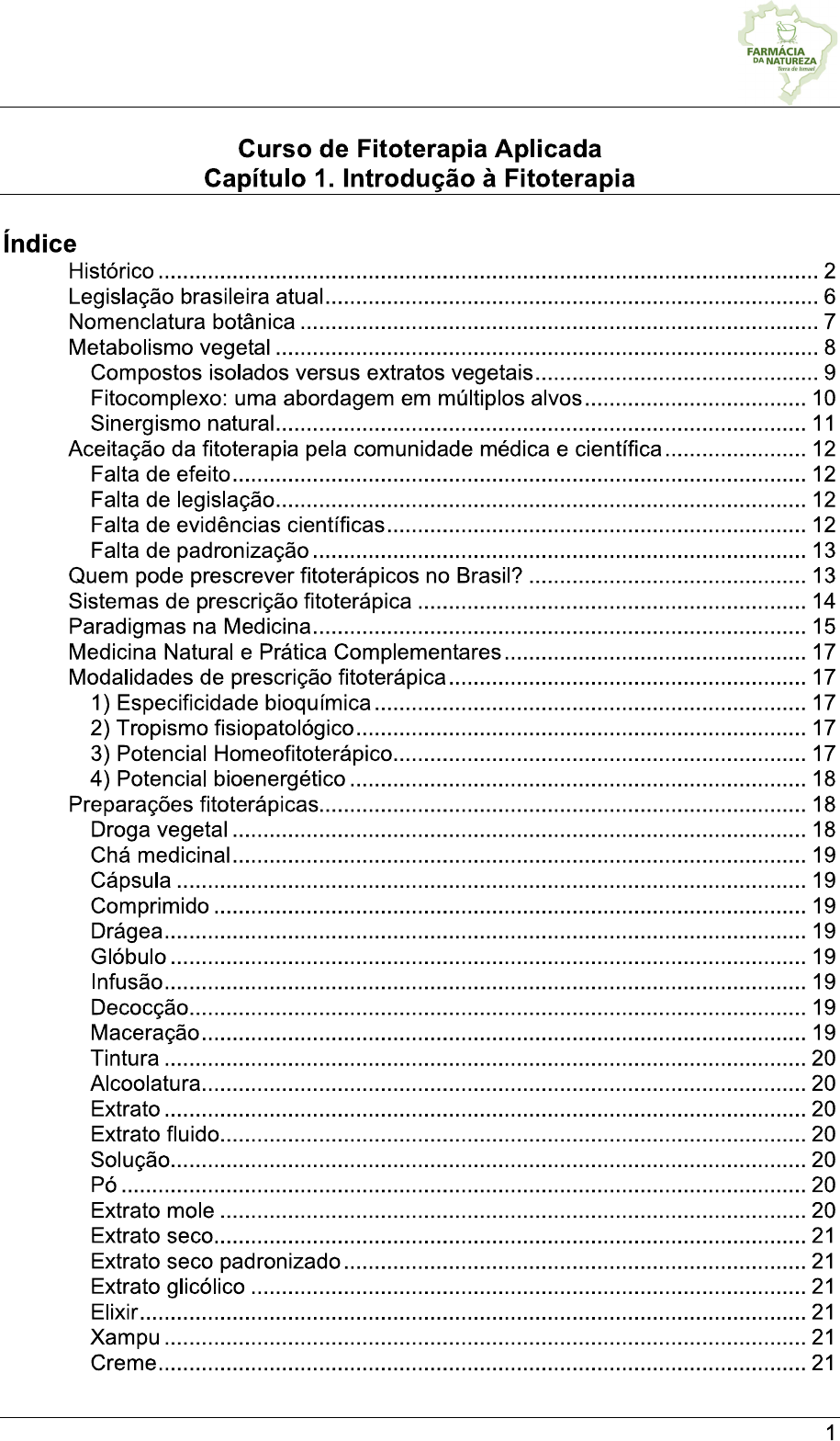 Introdução à Fitoterapia Farmacologia I 0177