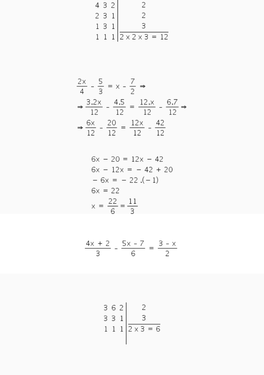 equações do 1 grau com fração exercicios resolvidos