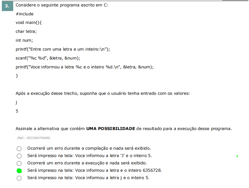 Considere O Seguinte Programa Escrito Em C
