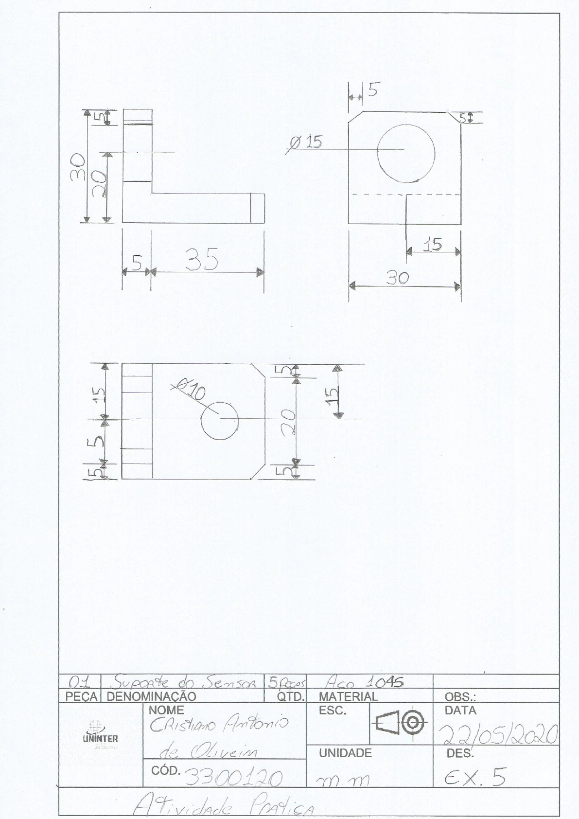 Atividade Pratica Desenho Tecnico Desenho Técnico I 5678