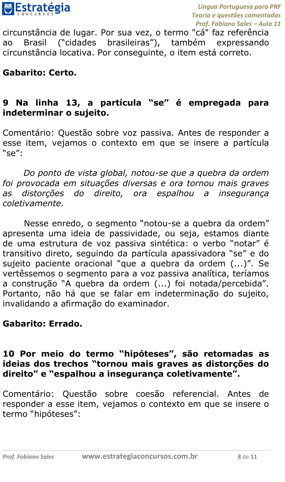 CESPE UnB Coletânea De Provas Comentadas AULA 11 - Português