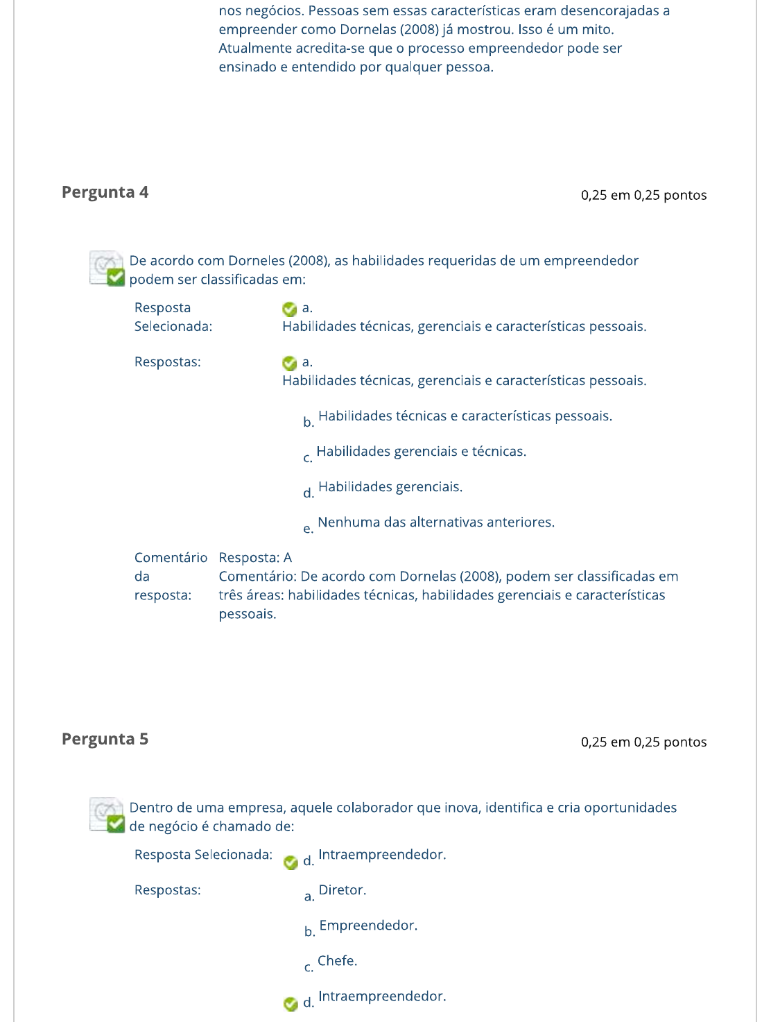 EMPREENDEDORISMO 3087-50 QUESTIONÁRIO UNIDADE III (2022) - Empreendedorismo