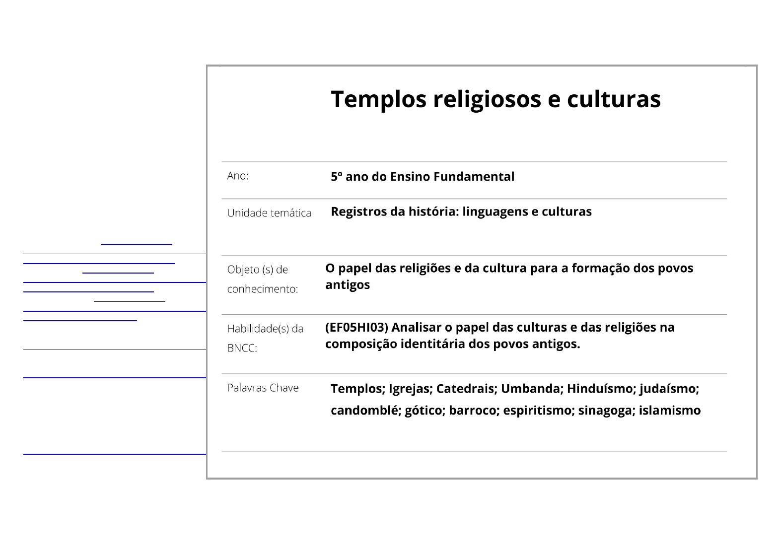 Plano de aula - 5º ano - Templos religiosos e culturas