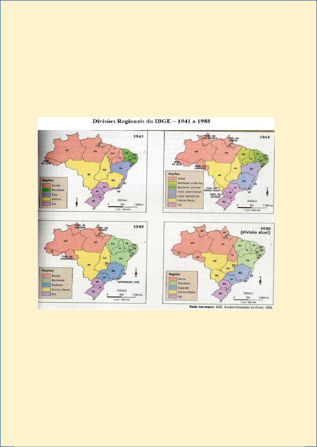 Brasil: Divisão Regional do IBGE - 1945 - Disciplina - Geografia