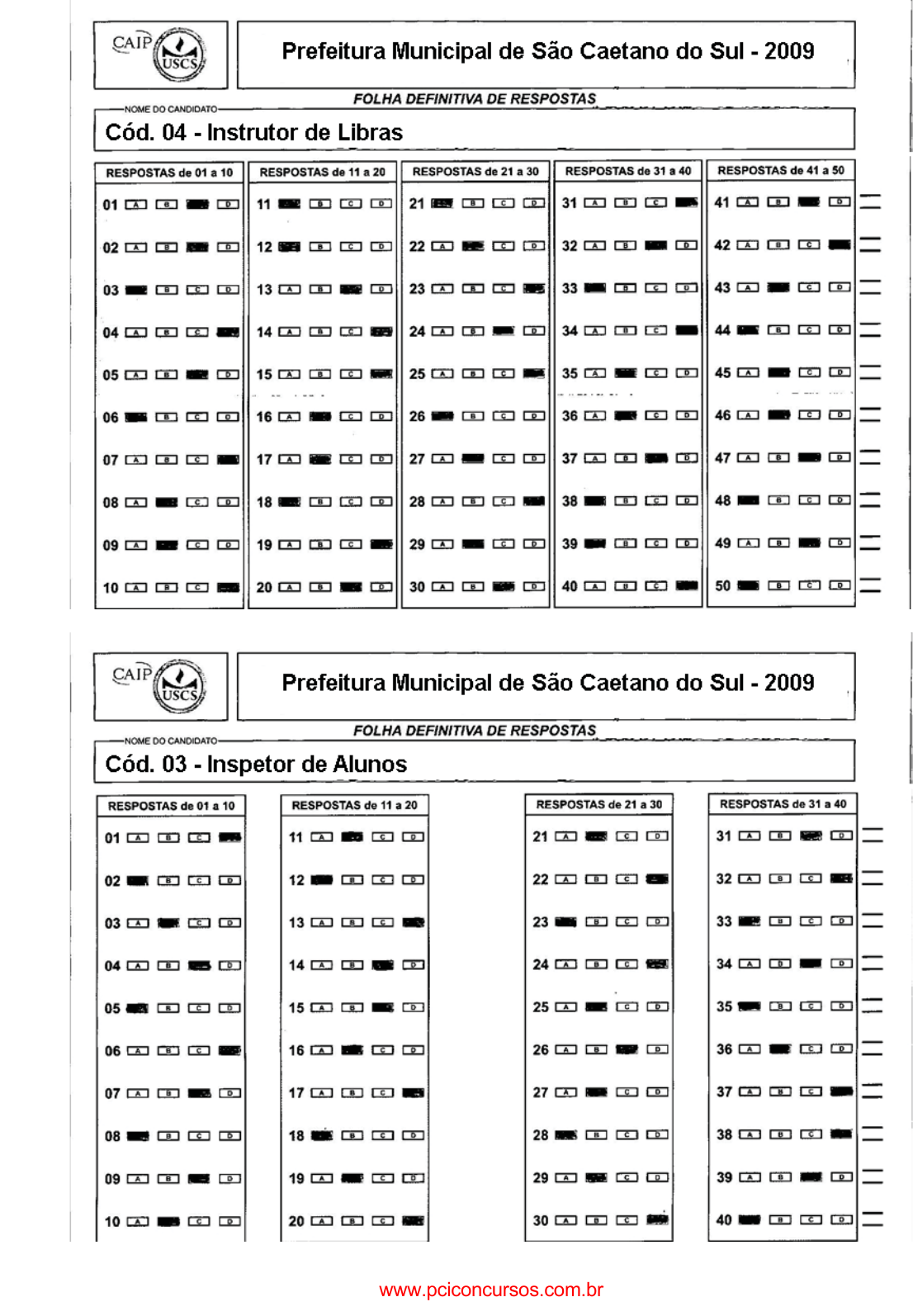 Prova Pref. São Caetano do SulSP - CAIPIMES - 2009 - para Inspetor de  Alunos.pdf - Provas de Concursos Públicos