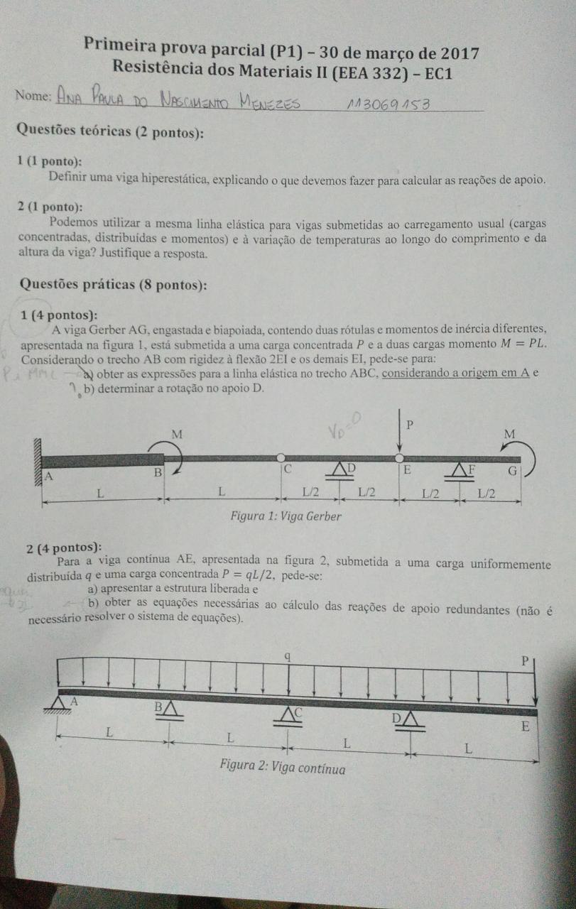 Resmat2 P1 2017 1 Resistência Dos Materiais Ii