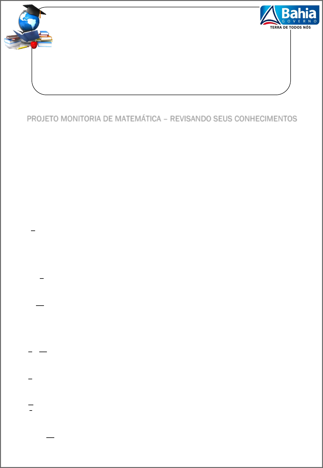 Revisando a matemática