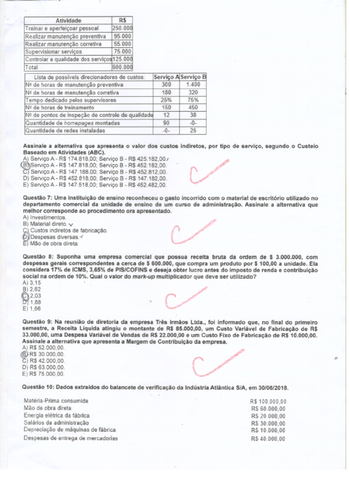 Prova De Custos E Pre Os Unip