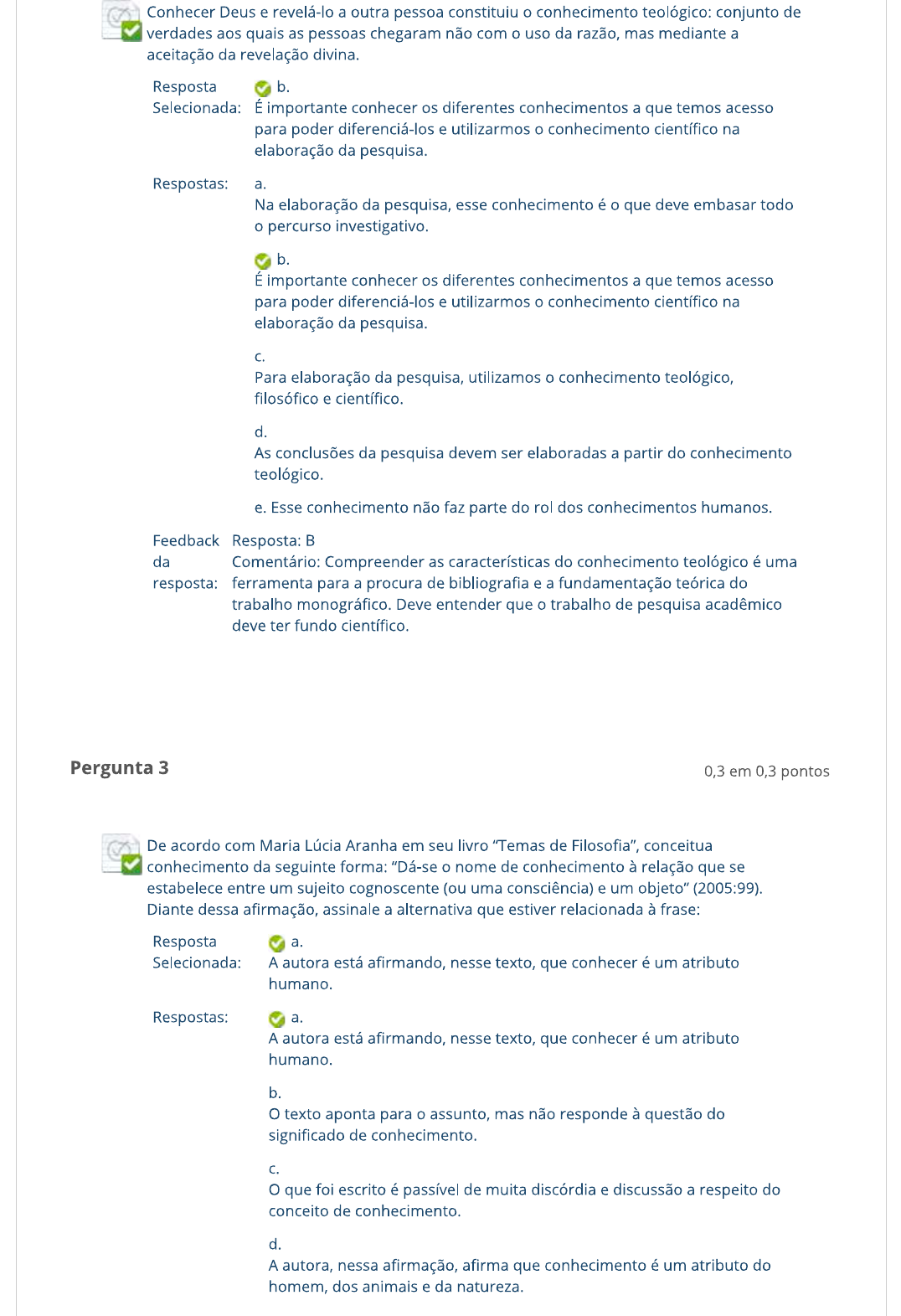 Respostas ao questionário investigativo: Concepção sobre a relação