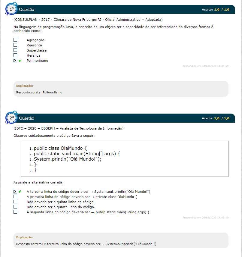 SIMULADO - Programação Orientada a Objetos JAVA - Java