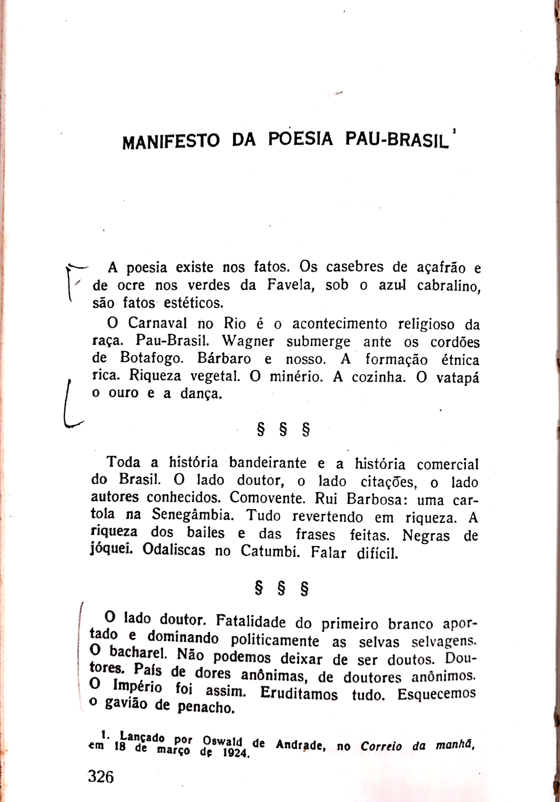 manifesto pau brasil - Literatura