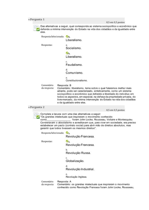 Avaliacao unidade II TEORIA POLITICA