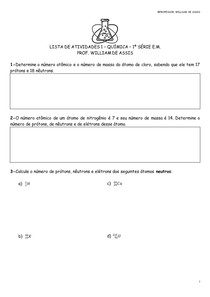 LISTA DE ATIVIDADES 1 - QUÍMICA - 1E,F,G