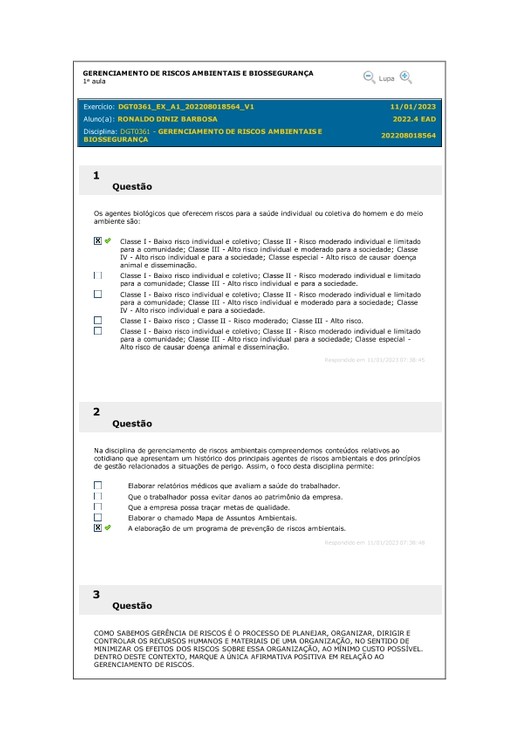 GERENCIAMENTO DE RISCOS AMBIENTAIS E BIOSSEGURANÇA