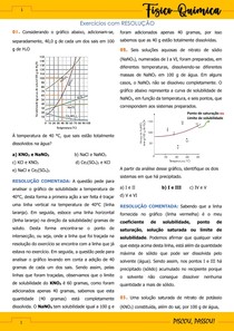 Estudo dirigido de soluções e coeficiente de solubilidade - Físico-Química