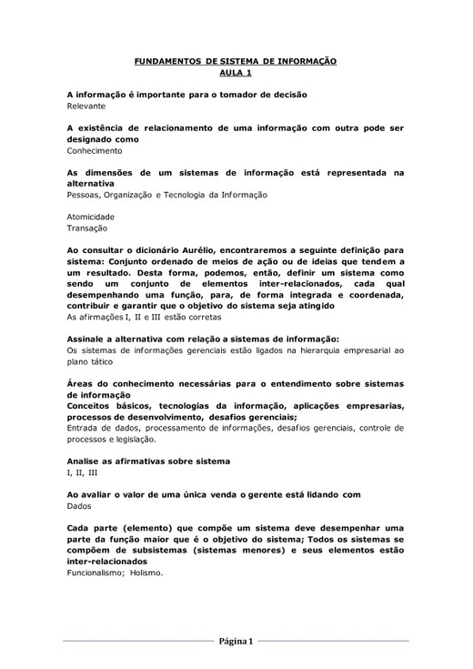 FUNDAMENTOS DE SISTEMA DE INFORMAÇÃO