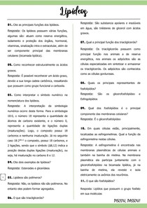 Estudo dirigido de bioquímica - Lipídeos